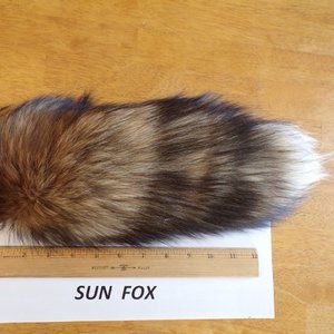 XL SILVER FOX TAIL keychain purse charm - real fur 16"